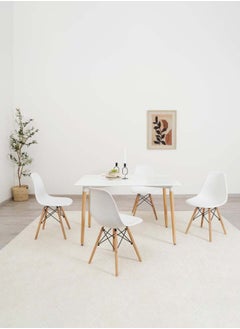 Dorthy 4 - Seaters Dining Set | Rectangle | Wood | Tapered Legs | White