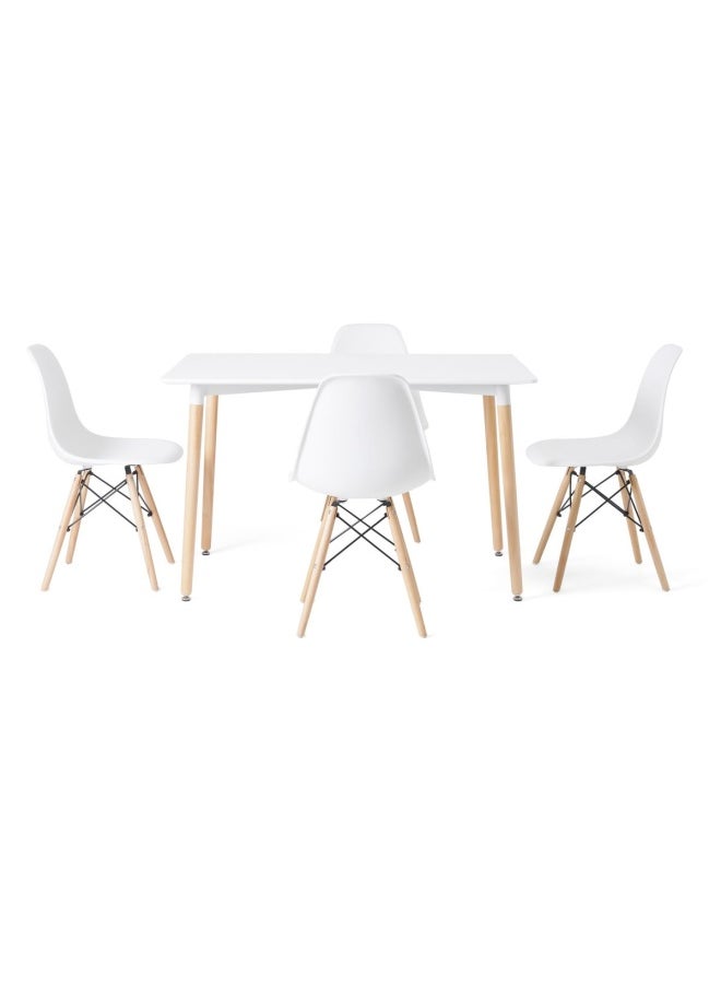 Pan Home - Dorthy 4 - Seaters Dining Set | Rectangle | Wood | Tapered Legs | White - Image 1