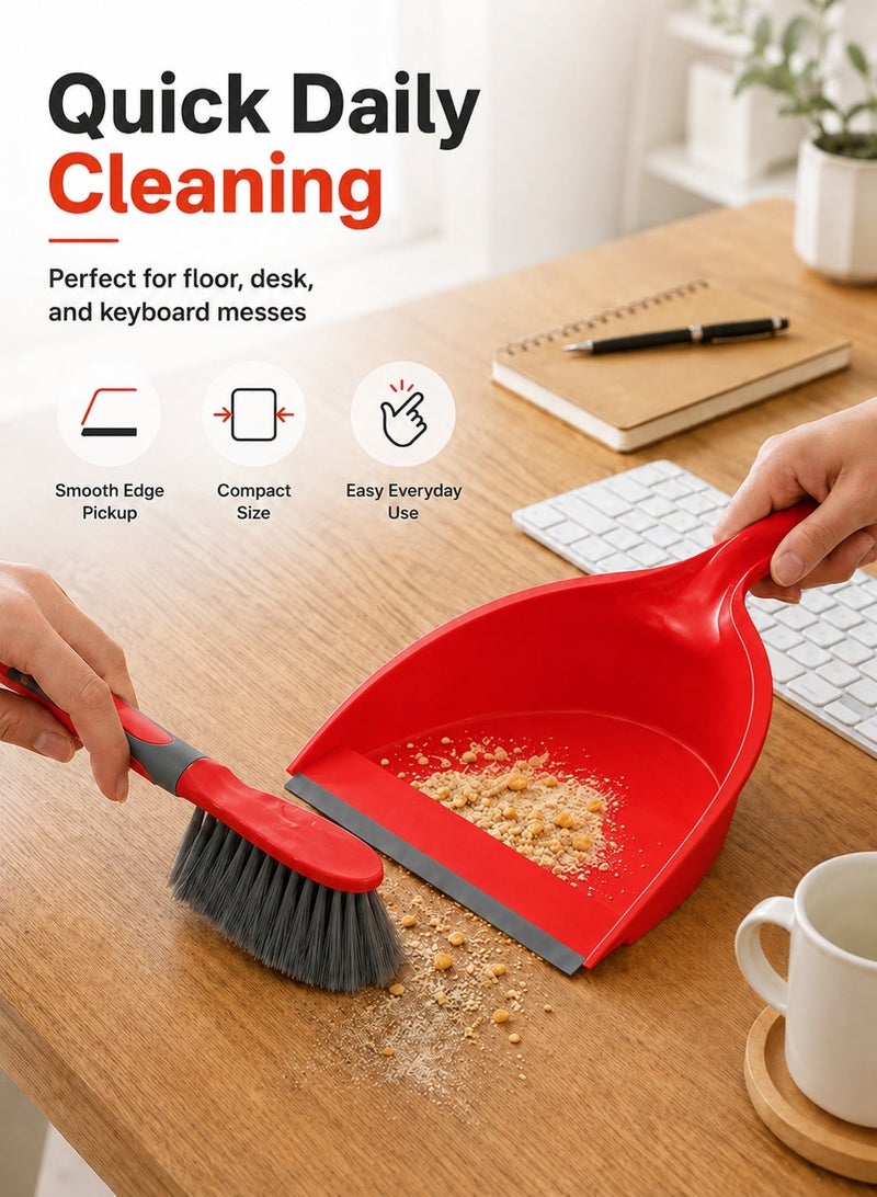 Leoxol Dustpan And Brush Set 2 Pcs | Hand Dust Pan With Portable Cleaning Brush | Compact Mini Broom Set For Floor Desk Pet Hair Keyboard Home Office - Image 3