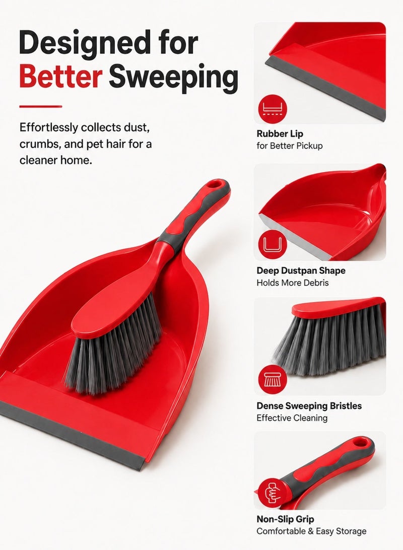 Leoxol Dustpan And Brush Set 2 Pcs | Hand Dust Pan With Portable Cleaning Brush | Compact Mini Broom Set For Floor Desk Pet Hair Keyboard Home Office - Image 4