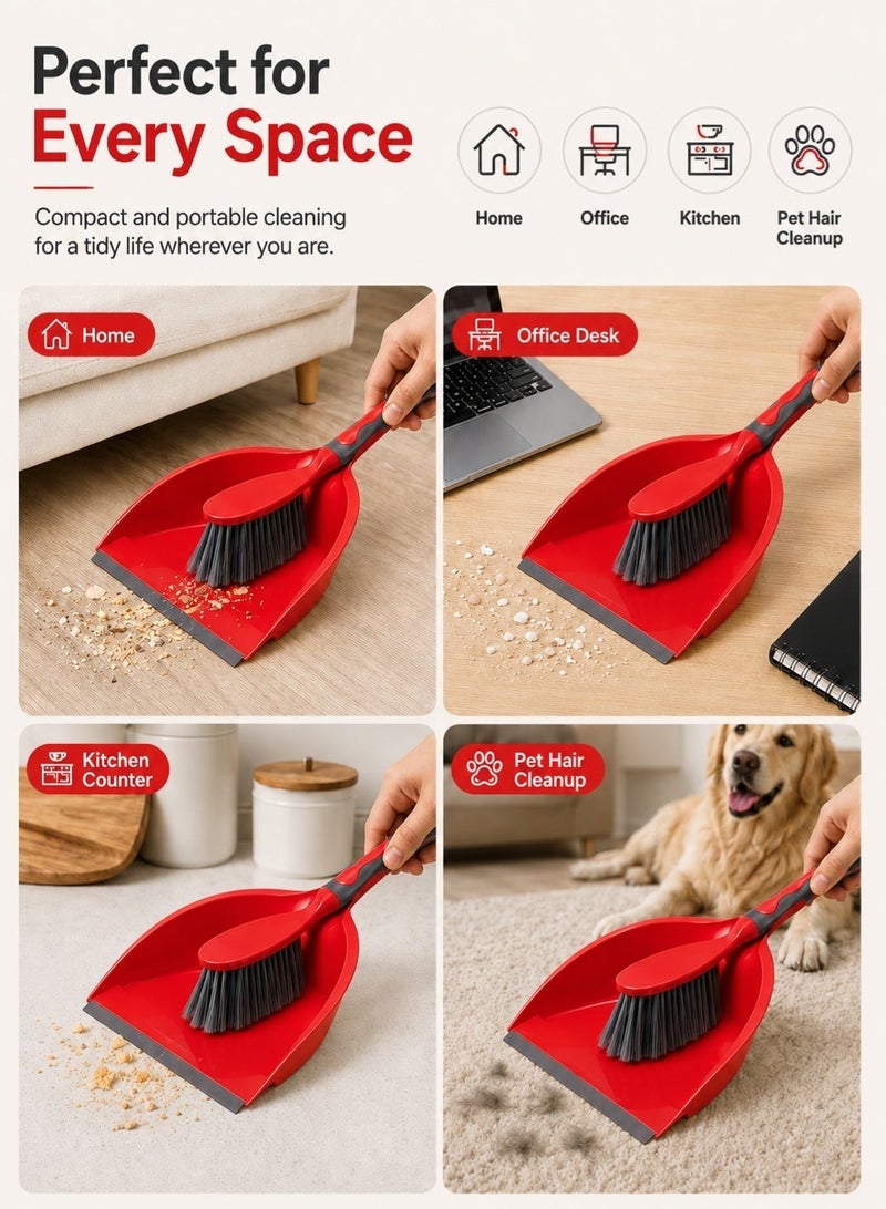 Leoxol Dustpan And Brush Set 2 Pcs | Hand Dust Pan With Portable Cleaning Brush | Compact Mini Broom Set For Floor Desk Pet Hair Keyboard Home Office - Image 5