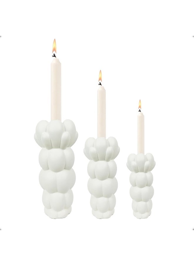 YINZUO YINZUO Modern Decorative Stylish Candle Holder White Plastic Fiber Taper Candle Holder with Artistic Open Best Design for Home Decor, Dining Table, or Mantel Display (Design 7)  - Image 1