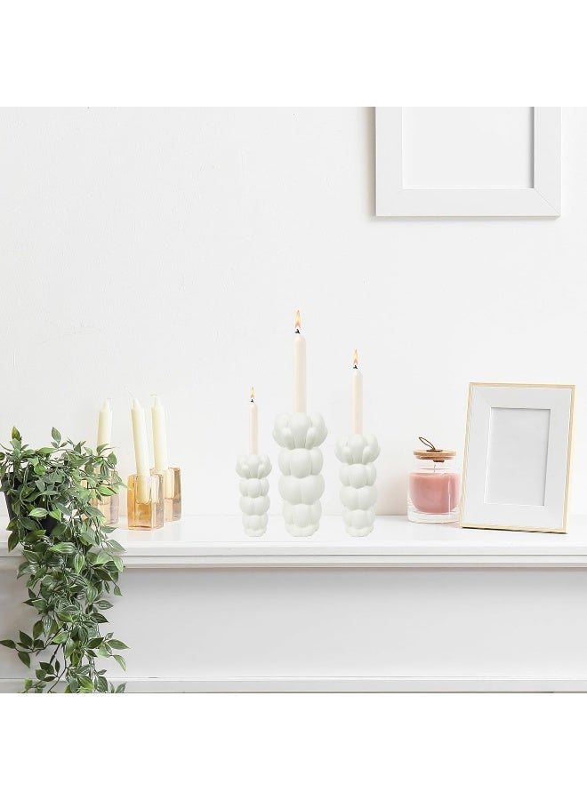 YINZUO YINZUO Modern Decorative Stylish Candle Holder White Plastic Fiber Taper Candle Holder with Artistic Open Best Design for Home Decor, Dining Table, or Mantel Display (Design 7) - Image 5