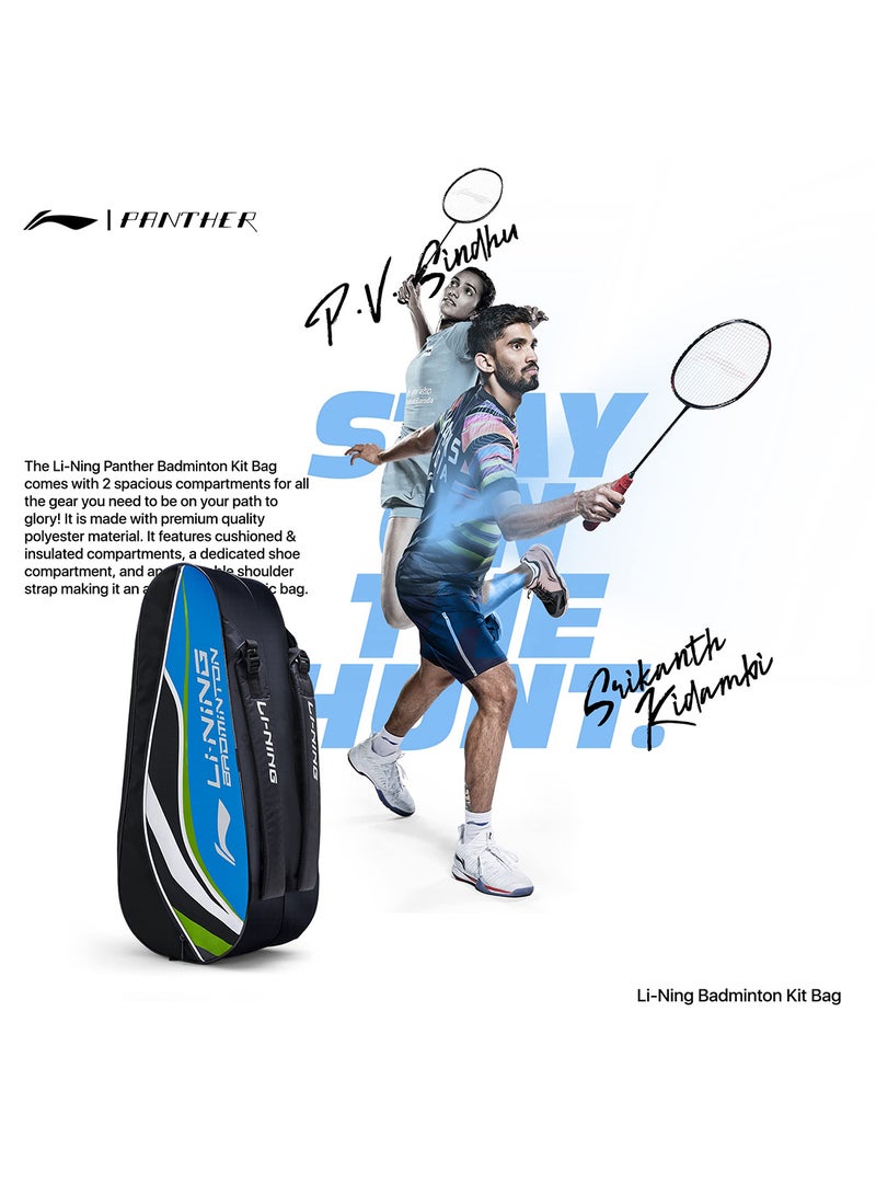 Li-Ning Panther Double Zipper Polyester Badminton Kit Bag | Size : Large | Stash pocket | Ample storage | Unisex - Men, Boys, Girls, Women - Image 3