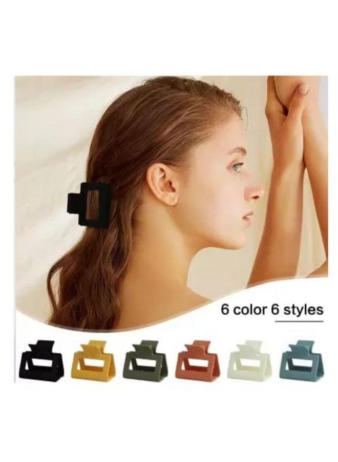 DN Creation Set of 6 Plastic Rectangle Hair Claw Matte Solid Color, Non-Slip Catch Hair Clips Jumbo Hair Styling Accessories- Assorted Color - Image 2