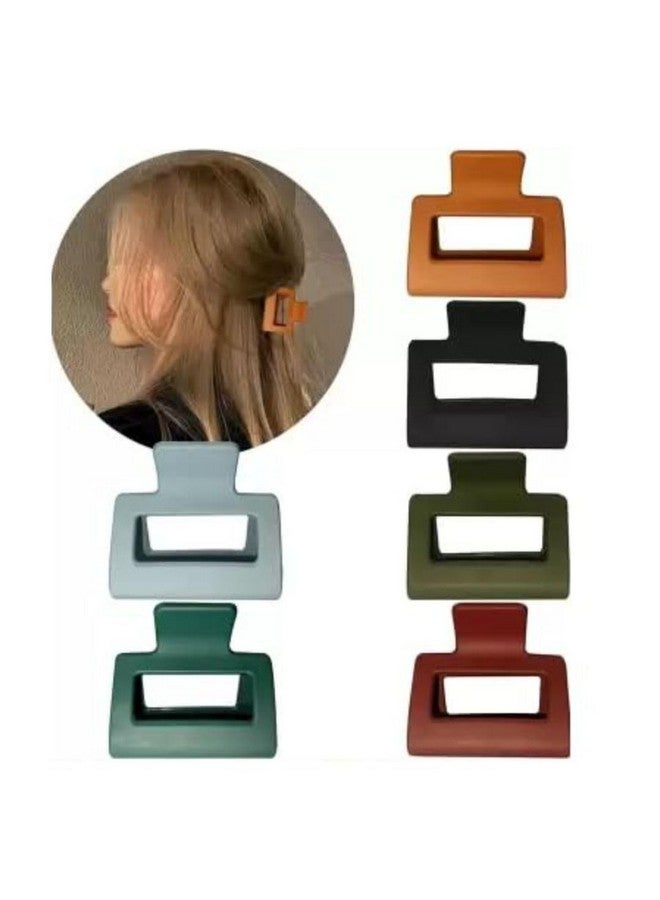 DN Creation Set of 6 Plastic Rectangle Hair Claw Matte Solid Color, Non-Slip Catch Hair Clips Jumbo Hair Styling Accessories- Assorted Color - Image 4