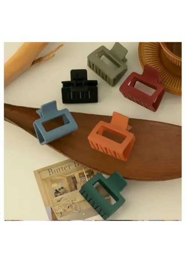 DN Creation Set of 6 Plastic Rectangle Hair Claw Matte Solid Color, Non-Slip Catch Hair Clips Jumbo Hair Styling Accessories- Assorted Color - Image 5
