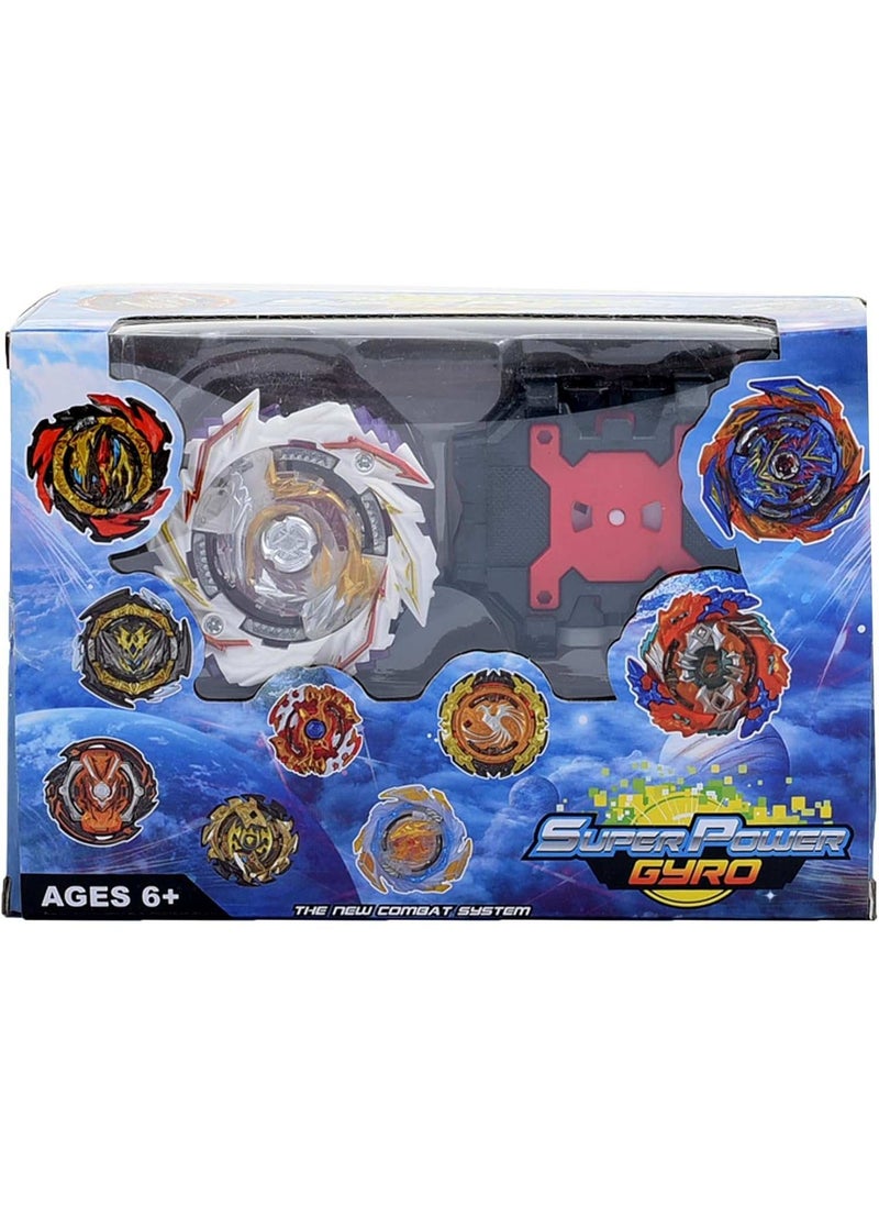 Super Power Gyro Battle Set for Kids Ages 6+, 4 Assorted Spinning Tops with Launcher and Arena - Image 1