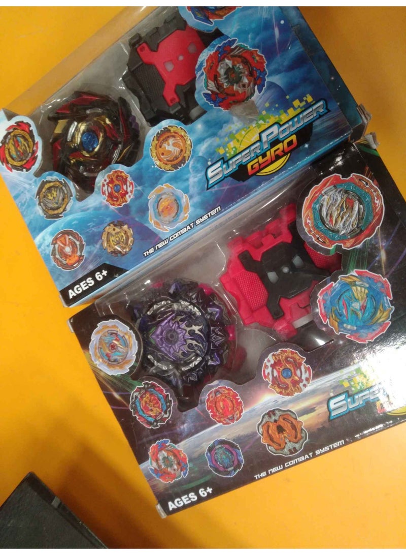 Super Power Gyro Battle Set for Kids Ages 6+, 4 Assorted Spinning Tops with Launcher and Arena - Image 2