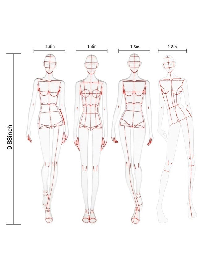 ExtcctUpdate 4PCS Fashion Drawing Ruler French Curve Ruler Sewing Humanoid Patterns Design Clothing Measuring French Curve Rulers A4 Pattern Paper Draft Drawin - Image 3
