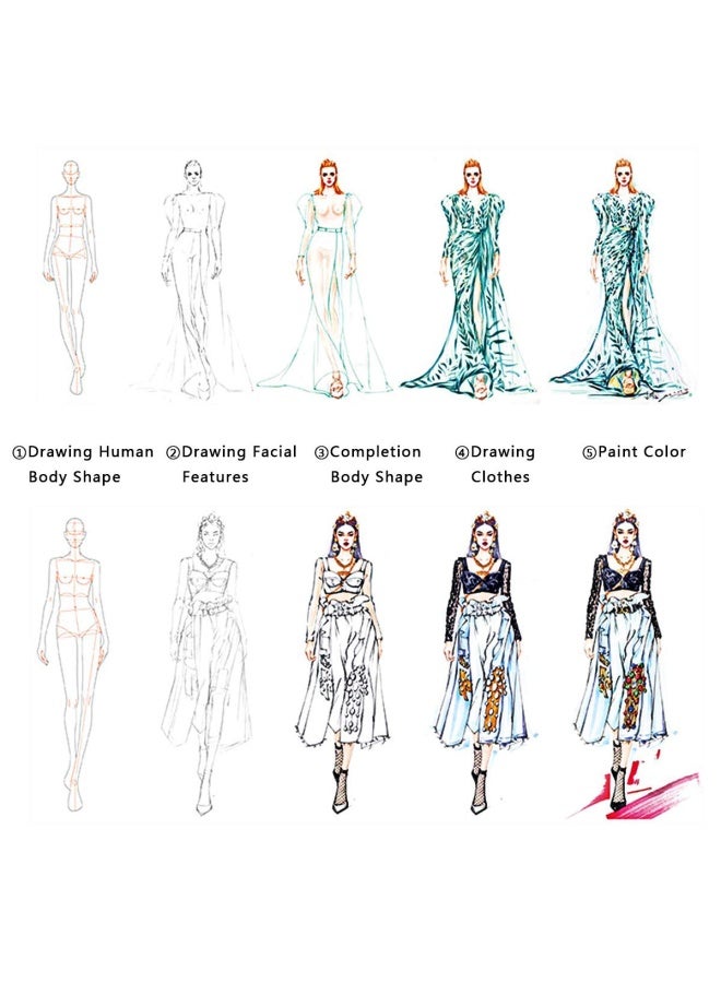 ExtcctUpdate 4PCS Fashion Drawing Ruler French Curve Ruler Sewing Humanoid Patterns Design Clothing Measuring French Curve Rulers A4 Pattern Paper Draft Drawin - Image 4