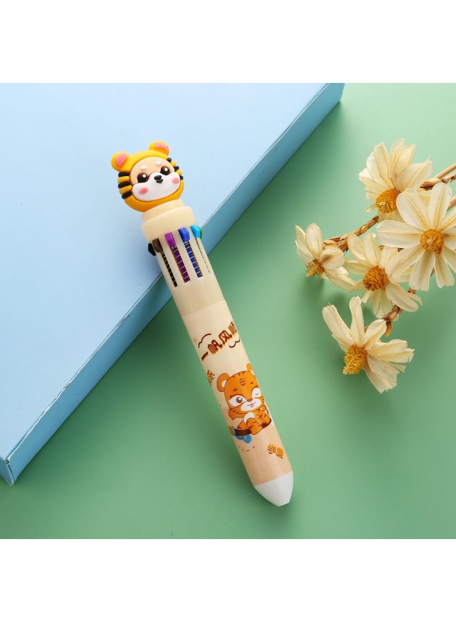 Autonomy Creative Stationery Ten Color Ballpoint Pen Cartoon Student Color Hand Account Pen Girl Heart Multi-color Press Ballpoint Pen - Image 1