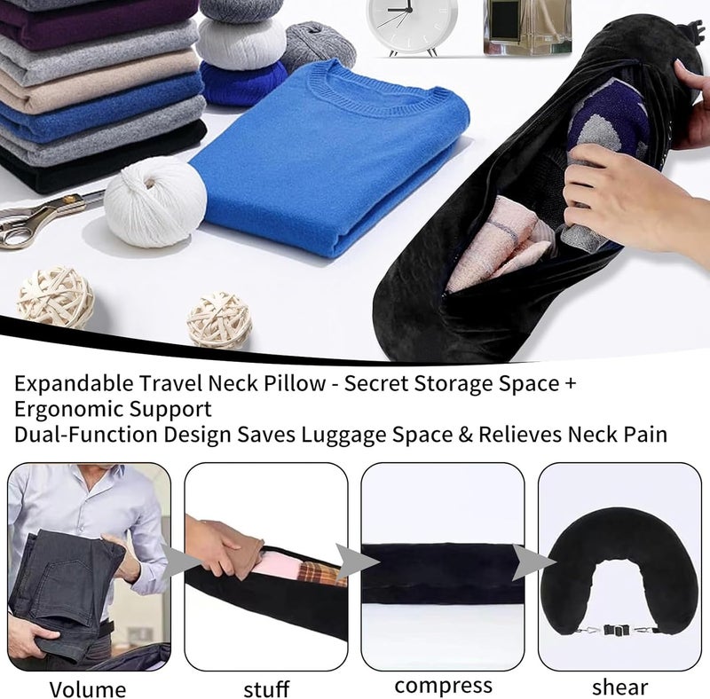 Rayakt Stuffable Neck Pillow for Travel - Adjustable, Ultra-Soft, Washable with Storage Bag - Image 4