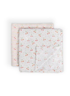 JuJuBe JuJuBe x Studio Oh! Baby Essentials Swaddle Blanket Set - Soft, Comfortable, Neutral Newborn Baby Swaddle Blankets for Baby Shower & Baby Registry - Nursery Essentials - Cherry Cute  - Image 3