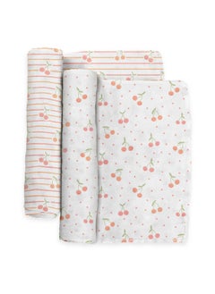 JuJuBe JuJuBe x Studio Oh! Baby Essentials Swaddle Blanket Set - Soft, Comfortable, Neutral Newborn Baby Swaddle Blankets for Baby Shower & Baby Registry - Nursery Essentials - Cherry Cute  - Image 1