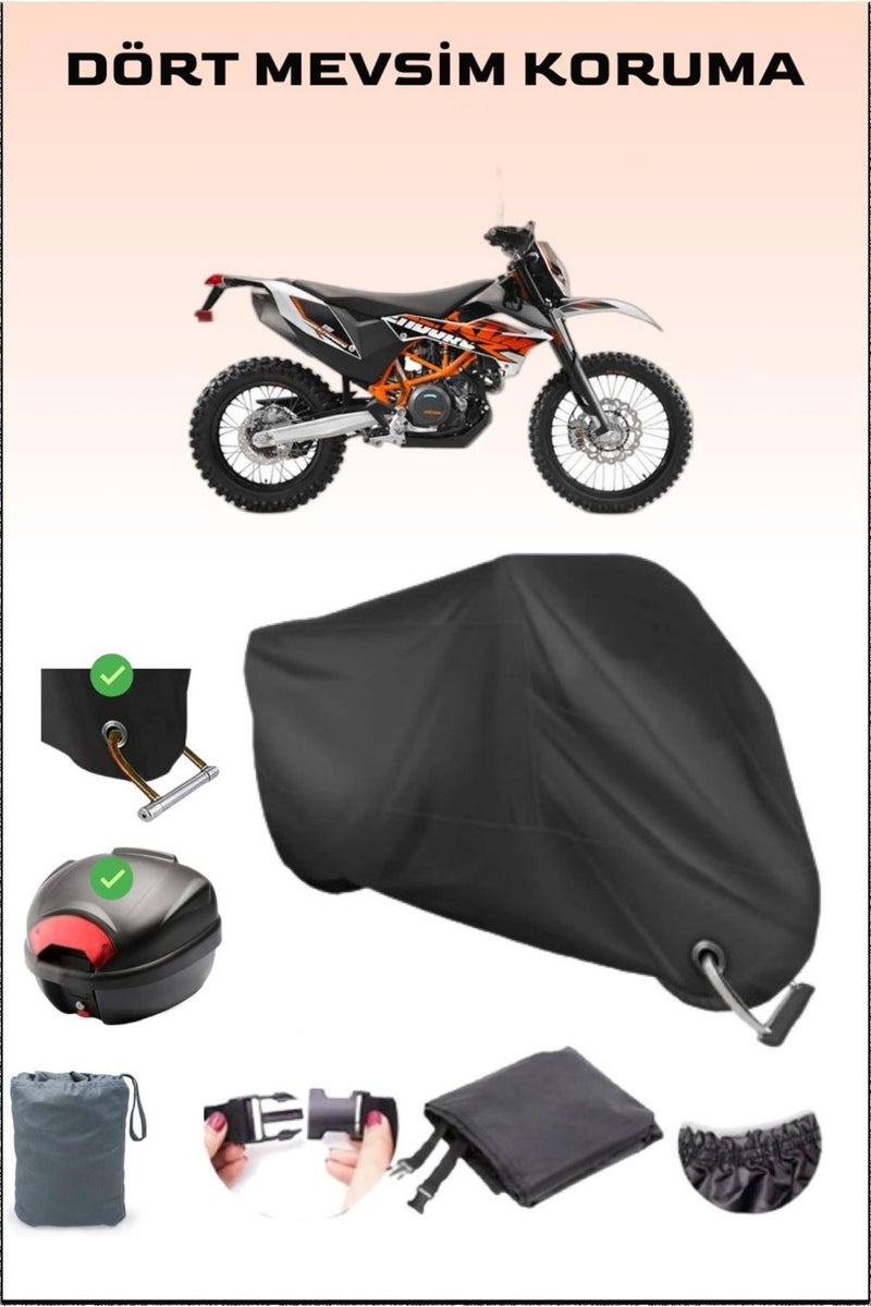 Breen Rear Bag and Lock Compatible Black Motorcycle Canvas for KTM 690 Enduro R, Safe - Image 1