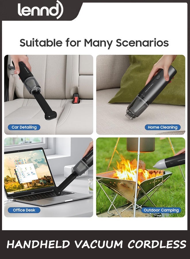 LENND Handheld Vacuum Cordless, Car Vacuum Cleaner Portable with HEPA Filter, 2 Suction Modes, Mini Hand Held Vacuum Rechargeable for Car, Home, Pet Hair, Office, Desk, Keyboards (Black) - Image 4