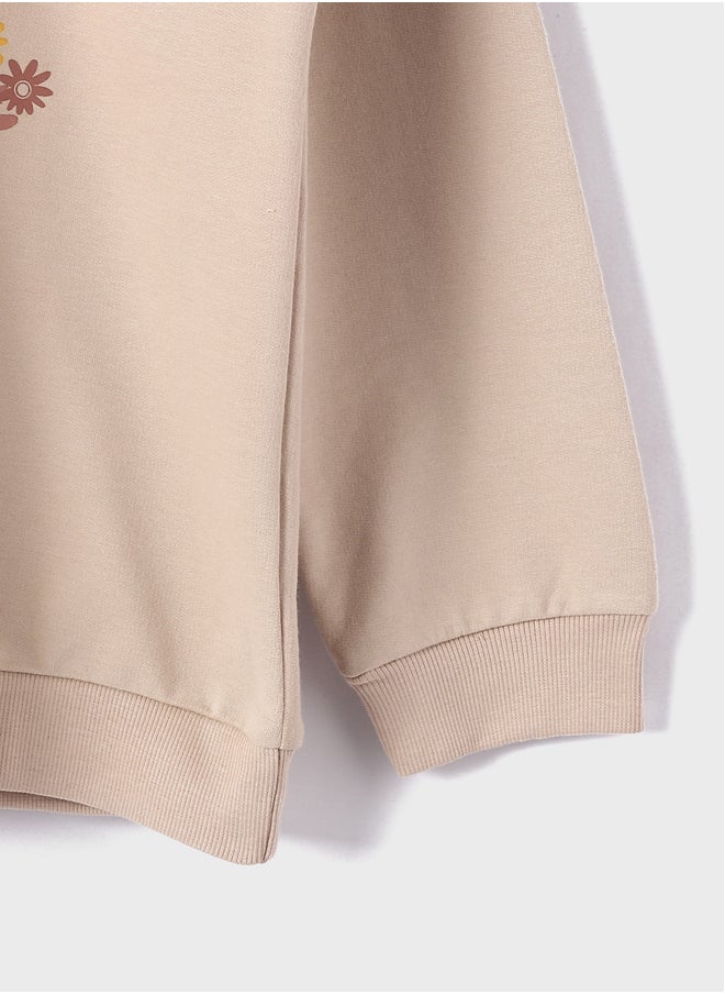 LC WAIKIKI - Hooded Printed Long Sleeve Girl Sweatshirt - Image 1