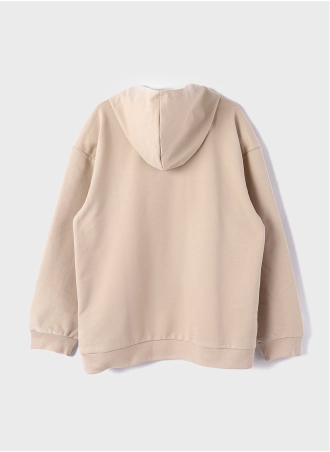 LC WAIKIKI - Hooded Printed Long Sleeve Girl Sweatshirt - Image 1