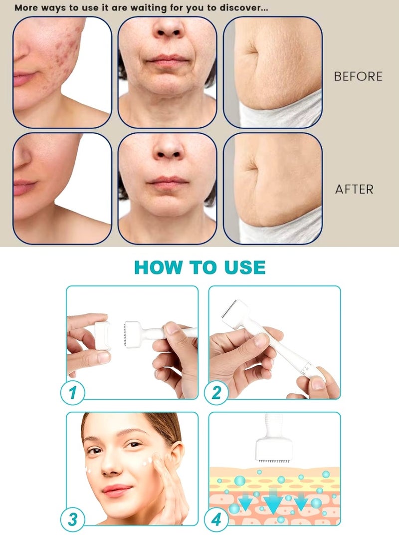 برايم بي جافاودان ديرما ستامب ديرماستامب 140 طرف قابل للتعديل من التيتانيوم ميكرونيدل الختام قلم ديرما التلقائي ديرمابين احترافي ميكرونيدلينغ حقيقي فردي إبر دقيقة جلدي للوجه والجسم ونمو شعر اللحية - 3 قطع - Image 5