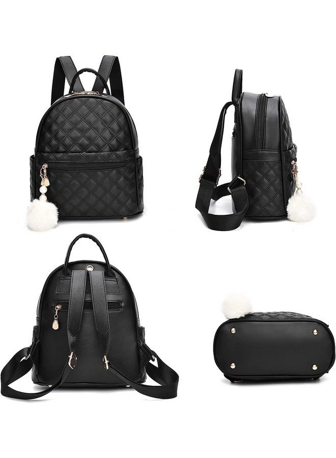 Alice Girls 3-PCS Fashion Cute Mini Leather Backpack sling & pouch set for Women//Rakhi gift for Sister (black) - Image 2