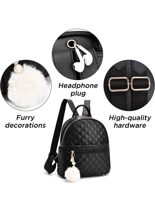 Alice Girls 3-PCS Fashion Cute Mini Leather Backpack sling & pouch set for Women//Rakhi gift for Sister (black) - Image 4