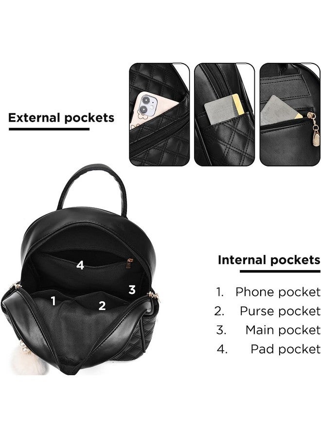 Alice Girls 3-PCS Fashion Cute Mini Leather Backpack sling & pouch set for Women//Rakhi gift for Sister (black) - Image 5