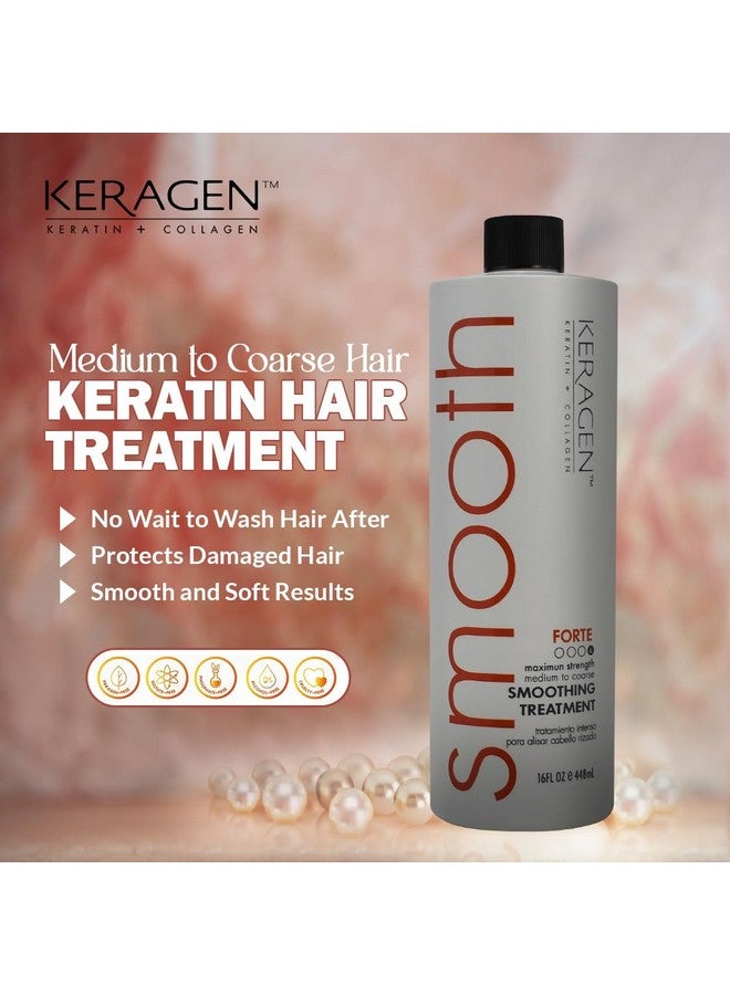 KERAGEN - Brazilian Smoothing Keratin Hair Treatment, Blowout Straightening System For Dry And Damaged Hair - Forte, Sulfate Free - Eliminates Curls And Frizz, Medium To Coarse Hair (16 Oz) - Image 3
