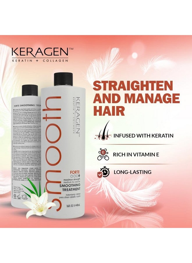 KERAGEN - Brazilian Smoothing Keratin Hair Treatment, Blowout Straightening System For Dry And Damaged Hair - Forte, Sulfate Free - Eliminates Curls And Frizz, Medium To Coarse Hair (16 Oz) - Image 2