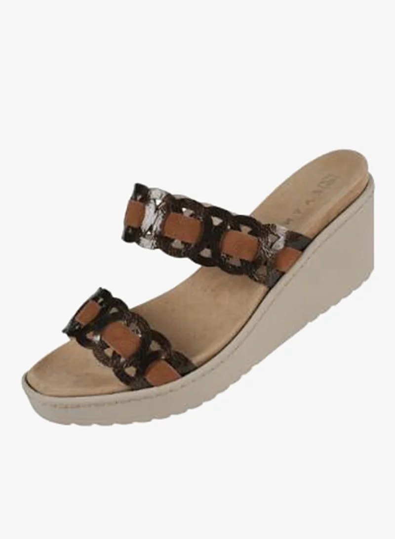 Zayna Brown 221-382 Zayna Ladies Wedge Sandals Milan 21510T Brown for Women | Best Price UAE