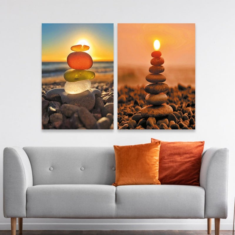 ماركتنا لوحة قماشية ثنائية بتصميم مودرن بمقاس اجمالي 80×60 سم - Image 1