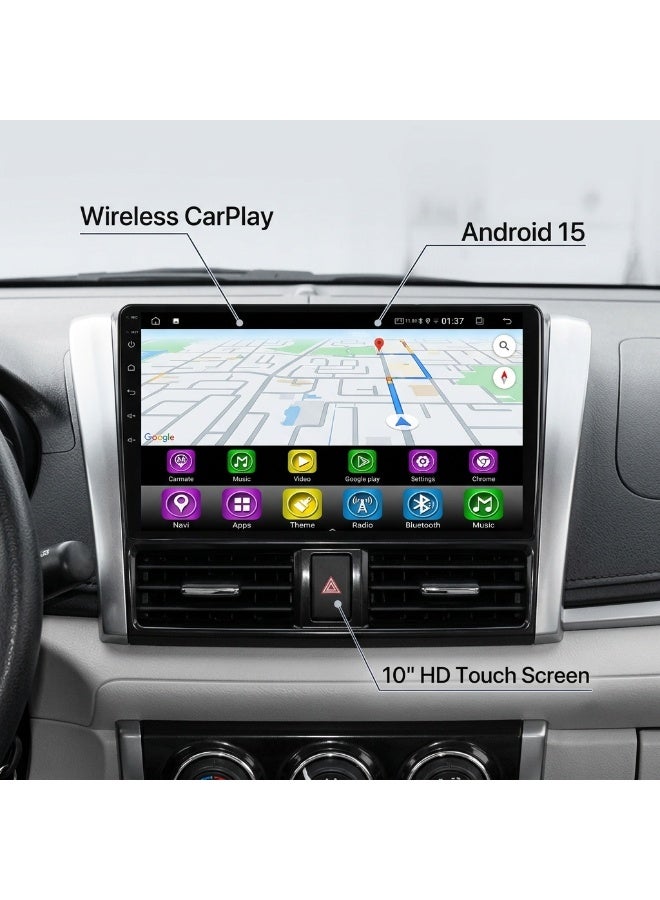 أندرويد 15 سيارة اللاسلكية Carplay لتويوتا فيوس 2014-2016 شاشة تعمل باللمس GPS الملاحة - Image 2