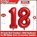 Lovoir Red 18 Number Balloons 40 Inch Giant Number 18 Balloons Foil Mylar Helium Red Number Balloons for 18th Birthday Party Supplies Anniversary Event Celebration Decorations - Image 4