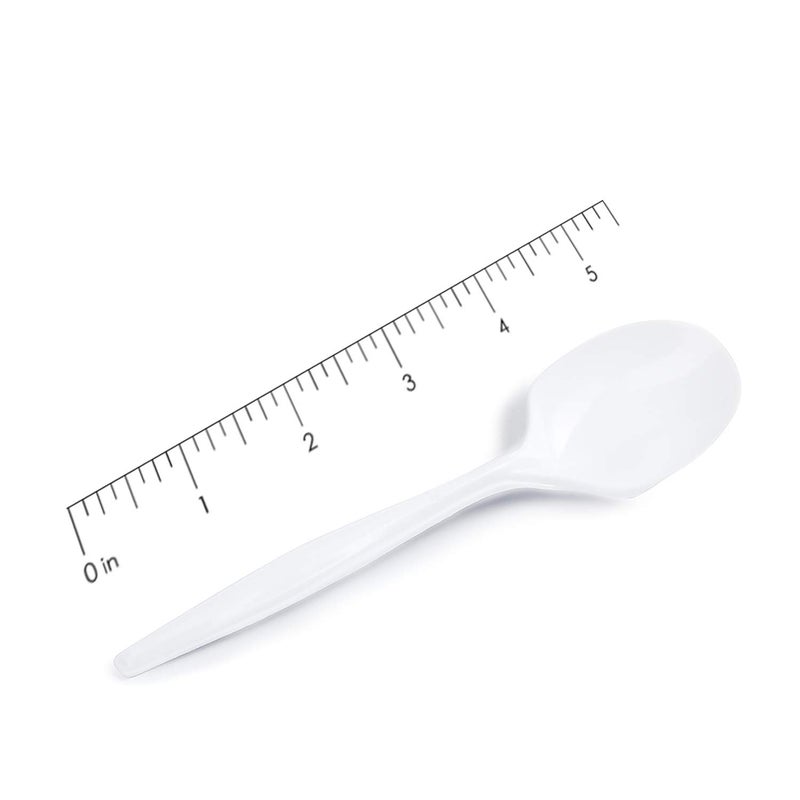 BluShine [600 Pack] White Disposable Plastic Soup Spoons - Practical Cutlery for Parties  Lunches  Picnics  and Long Trips - Great for Meals  Desserts  or Appetizers - Image 3