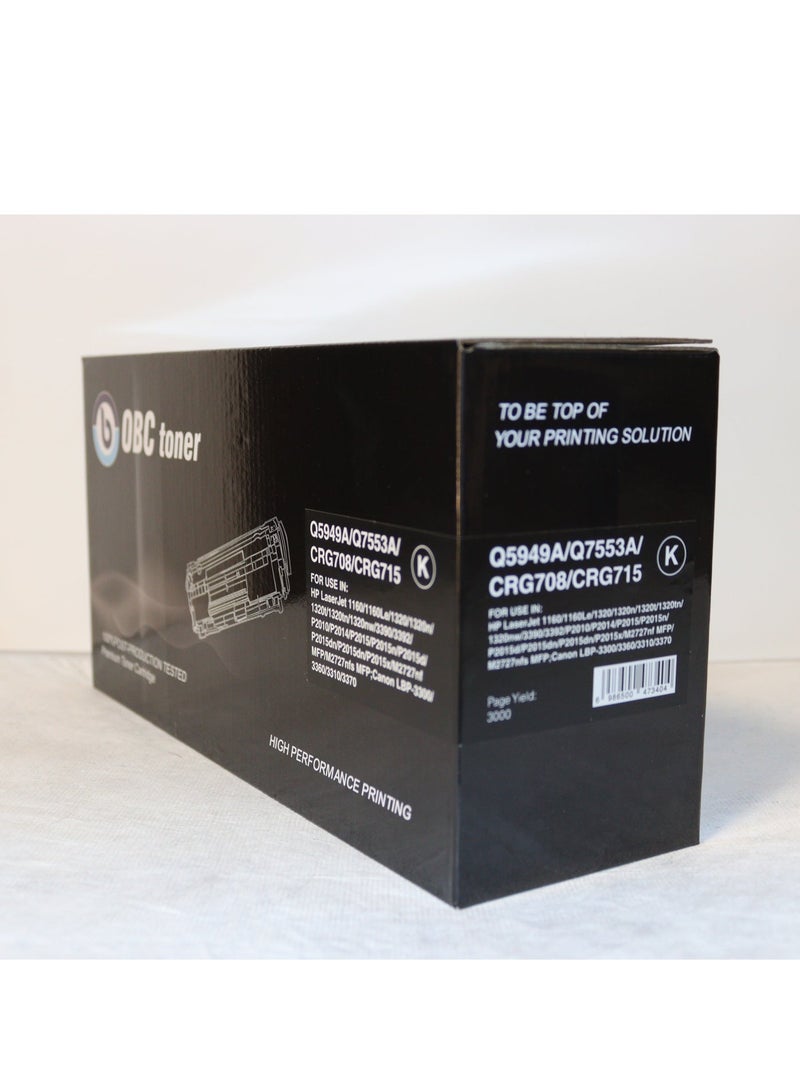 OBC Compatible Black Laser Toner Cartridge Replacement for HP Q5949A/Q7553A and Canon CRG-308/315/708/715/508/515. Prints up to 3000 pages in high professional quality. - Image 2