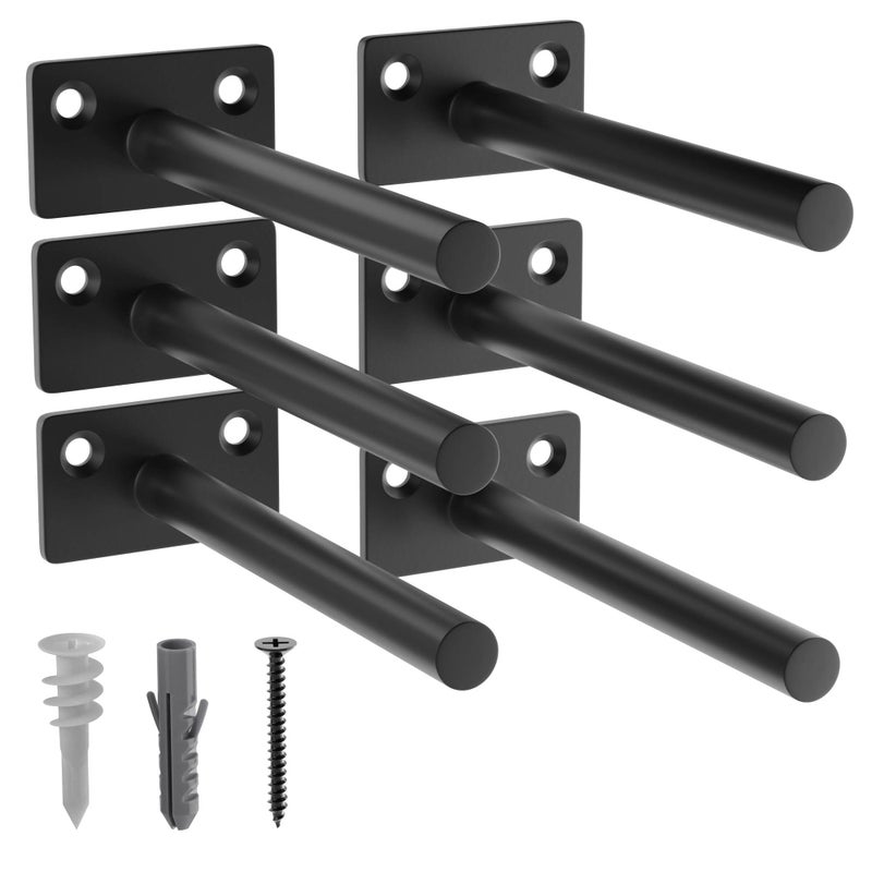 Leopo Black 6 Pack-5 Inch Floating Shelf Bracket, Hidden Brackets For Floating Wood Shelves - Image 1