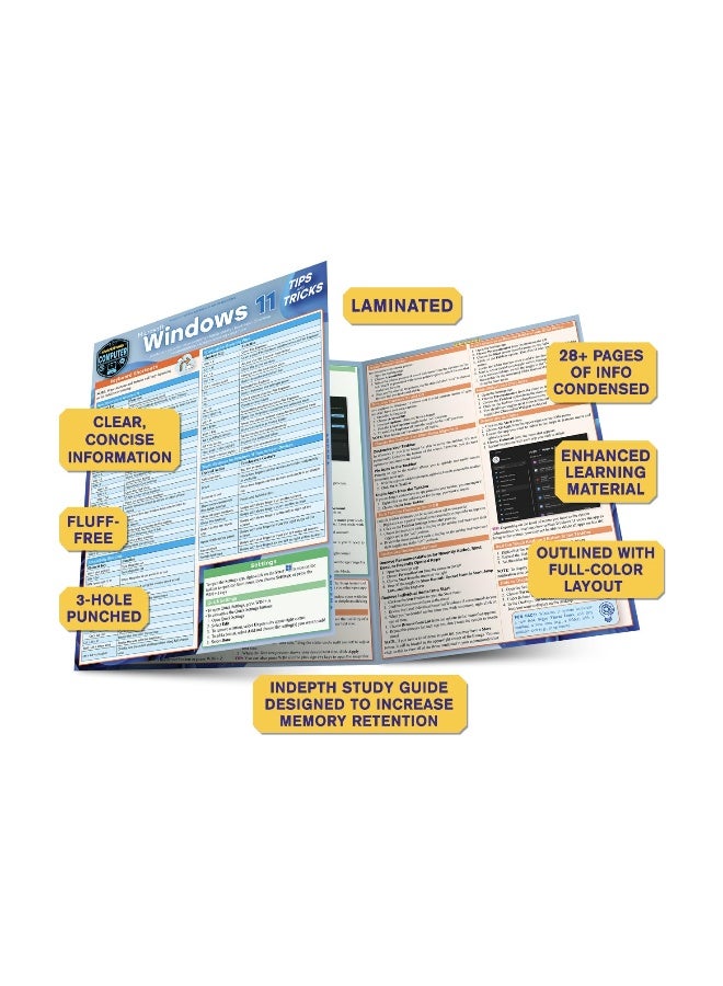 Microsoft Windows 11 - Tips & Tricks: Quickstudy Laminated Computer Reference Guide - Image 3