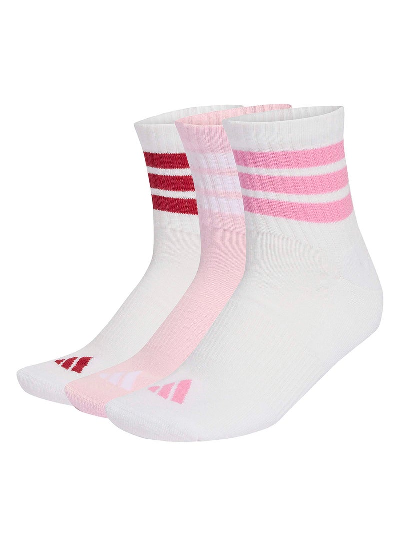Adidas 3 Stripes Cushioned Sportswear Mid Cut Socks 3 Pair Pack - Image 1