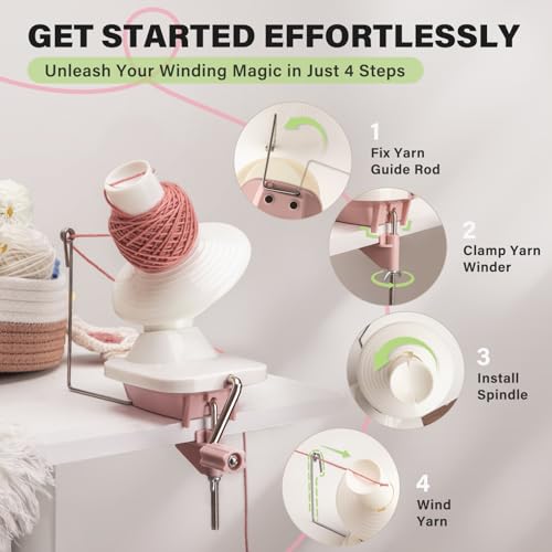 INMAKER Yarn Winder, Ball Winder for Crocheting & Knitting, Quick Install Portable Yarn Spinner, Essential Tool for Crafting Enthusiasts - Image 2