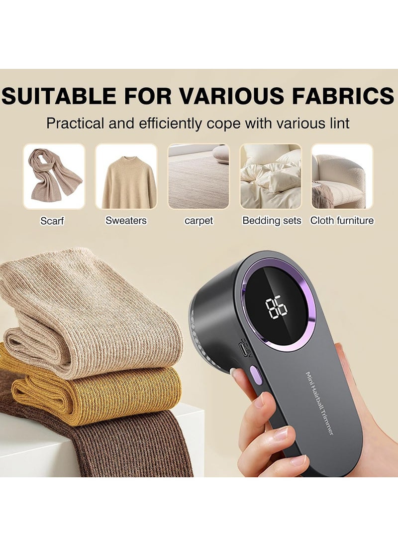 Generic - Fabric Shaver Rechargeable Fabric Shaver with Digital Display Sweater Shaver with 6 Leaf Blades and Safety Lock Defuzzer Remove Fuzz Pills from Clothes Furniture Sofa Blanket - Image 1