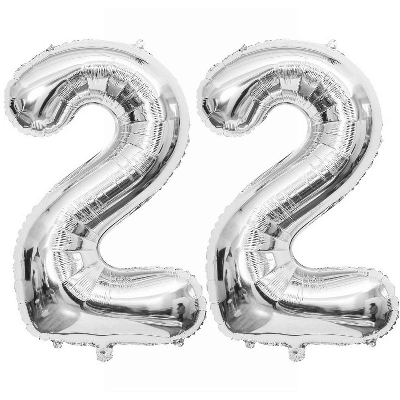 Lovoir Silver 22 Number Balloons 40 Inch Giant Number 22 Balloons Foil Mylar Helium Silver Number Balloons for 22th Birthday Party Supplies Anniversary Event Celebration Decorations - Image 3