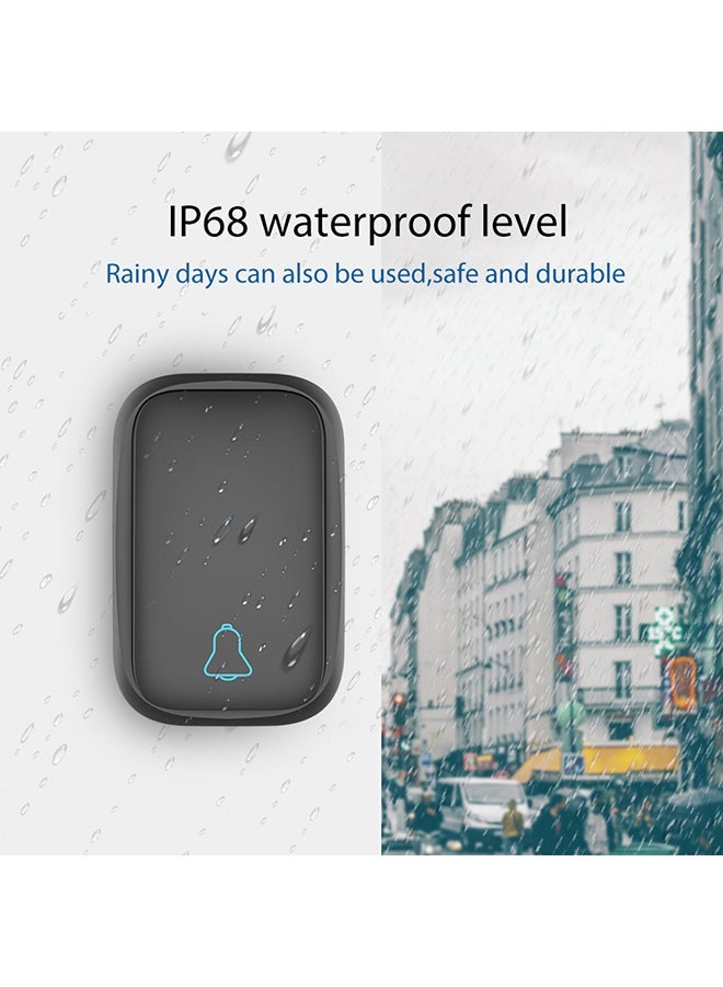 NIBEMINENT Waterproof Wireless Door Bell Black 0.141kg - Image 4