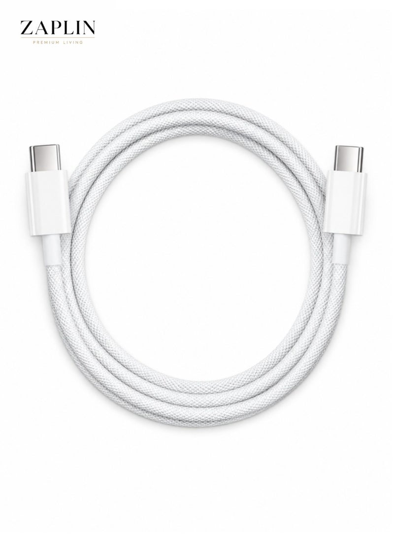 ZapLin Type C Cable 60W Super Fast Charging USB C to C Charger Cable 1M Data Cable for iPhone 16/15, iPad, iPad mini 7, MacBook Pro, Samsung S25 Ultra/S24/S23, Huawei P70 - Image 1