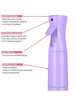 KHAJUL Continuous Spray Bottle, 300ml Hair Mister Spray Bottle, Fine Mist Water Spray Bottle for Salons,Barber, Plants, Skin Care, Cleaning (Purple)  - Image 2