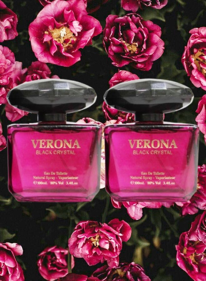 CRYSTAL 2 Pieces Verona Black Crystal Perfume 100ML - Image 1