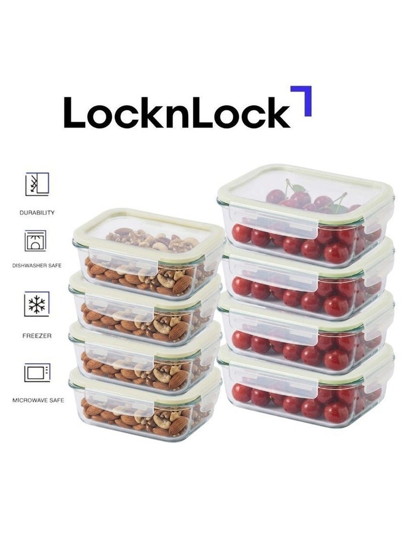 LocknLock Fresh Oven-Safe Glass Rectangular Container 8-pcs Set – Airtight, Leakproof & Heat-Resistant - Image 2