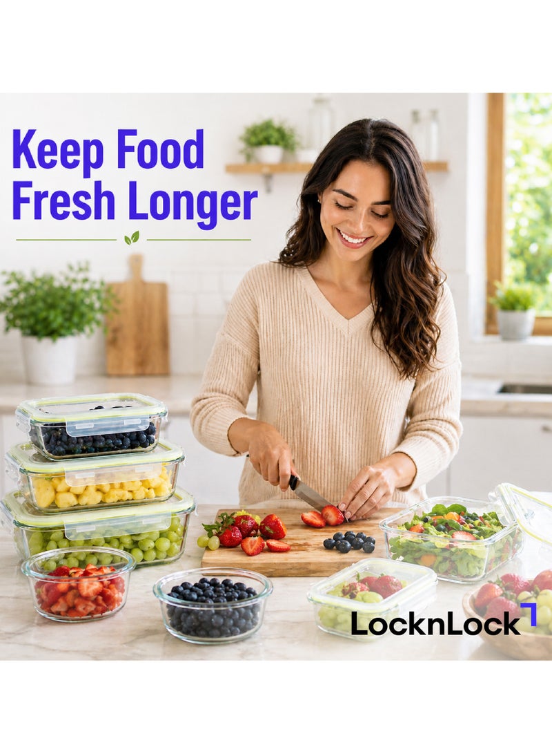 LocknLock Fresh Oven-Safe Glass Rectangular Container 8-pcs Set – Airtight, Leakproof & Heat-Resistant - Image 4