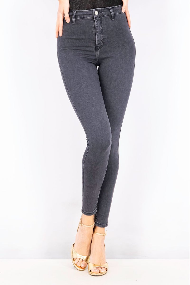 TOPSHOP Women Skinny Fit Washed Stretchable Denim, Washed Black - Image 1