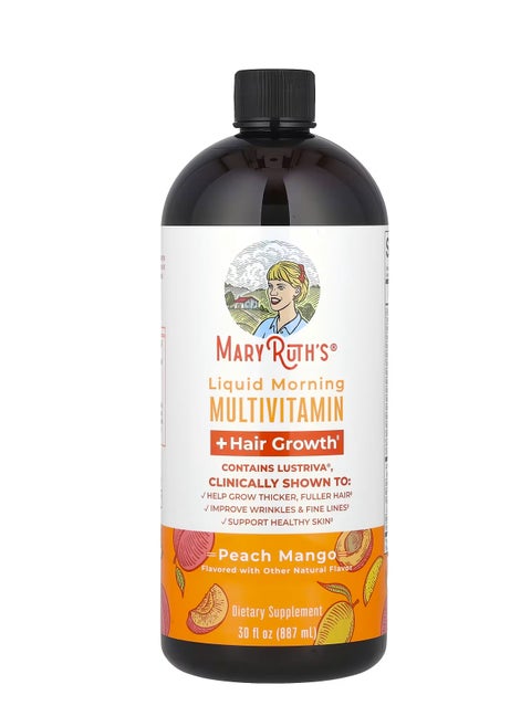 Liquid Morning Multivitamin + Hair Growth , Peach Mango, 30 fl oz (887 ml)