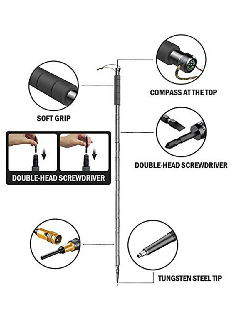 Excefore Detachable Lightweight Aircraft-Grade Aluminum Trekking Poles with Extended Down Grip for Hiking - Image 2